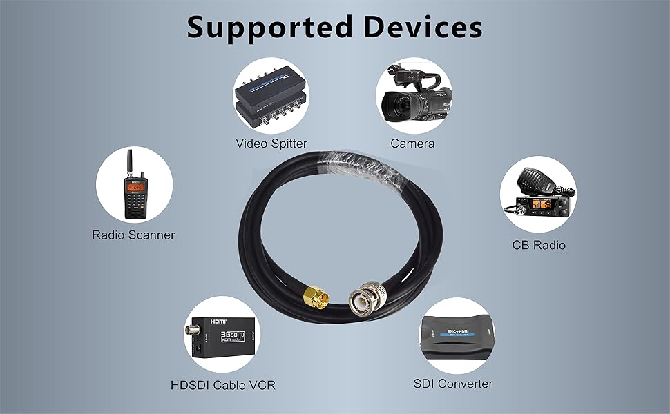 BOOBRIE 3M SMA to BNC Cable RG58 Coaxial Cable SMA Male to BNC Male Coaxial Cable BNC SMA Low Loss Jumper Cable for Antenna, Wireless LAN Devices, RF Coaxial Connector, RF Coaxial Cable, Wi-Fi, Radios