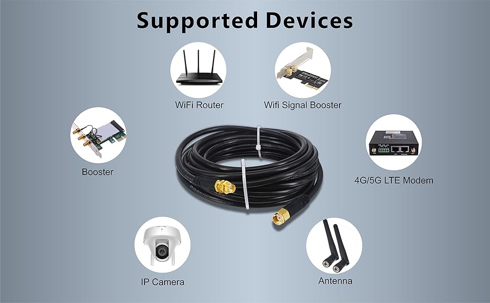 Boobrie Upgraded 5M RP-SMA Male to RP-SMA Female RG58 Coaxial Cable SuperFlex RG58 RP-SMA Extension Cable Low Loss RP-SMA WiFi Antenna Cable for Wireless Mini PCI PCIE Network Card WiFi Router