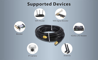 Boobrie Upgraded 5M RP-SMA Male to RP-SMA Female RG58 Coaxial Cable SuperFlex RG58 RP-SMA Extension Cable Low Loss RP-SMA WiFi Antenna Cable for Wireless Mini PCI PCIE Network Card WiFi Router