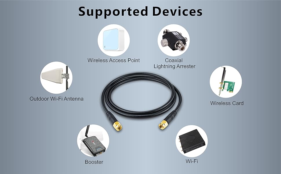Boobrie Upgraded SMA Male to SMA Male Cable RG58 1M SMA Male to Male RF Adapter Cable SuperFlex RG58 Low Loss SMA Male SMA Male Connector Cable for WIFI Antanna Wireless Router Network Devices