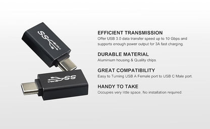 Boobrie USB C Male to USB 3.0 Female Adapter Type C to USB A Female Adapter USB C Male to USB A Female Adapter OTG for MacBook Pro 2019/2018/2017 MacBook Air 2018 Surface Go etc Type-C Devices 2-Pack