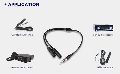 BOOBRIE Universal Radio Antenna Cable 40CM 2 Female to 1 Male DIN Car Radio Y Antenna Adapter Plug Cable Car Antenna Audio Car Antenna Stereo Radio Converter Splitter Cable