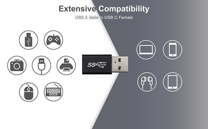 Boobrie USB-C Female to USB A Male Adapter USB 3.0 Male to USB-C Female Adapter Type C Female to USB Male Type C Charger Plug Power Converter for iWatch iPhone 11 12 13 14 Pro Max iPad MacBook 2-Pack