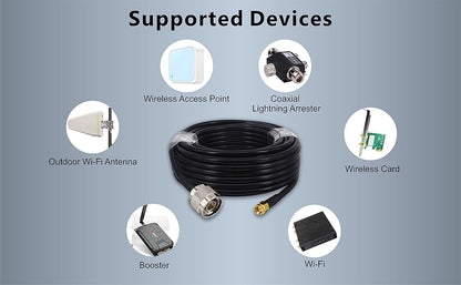 Boobrie 32.8Ft N Male to SMA Male Coax Cable RG58 N to SMA Male N-Type to SMA Antenna Cable Low Loss Coaxial Extension Cable for CB Amateur Two-Way Radio 3G /4G /5G /LTE/Ham/ADS-B/GPS/WiFi