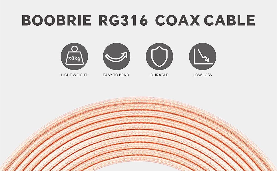 BOOBRIE 2-Pack BNC SDI Cable 5.9inch BNC Male to BNC Female RG316 Coaxial Cable 50 Ohm BNC Pigtail Jumper Cable for Antenna,Video Signals,CCTV,DVR,Camera
