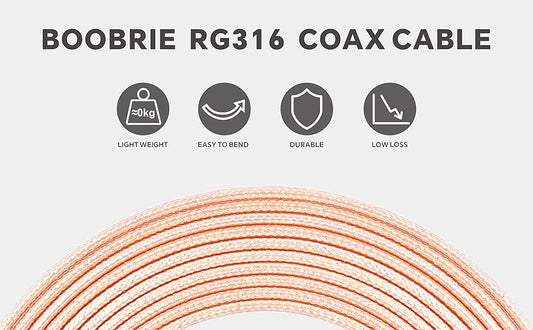 BOOBRIE 2-Pack BNC SDI Cable 5.9inch BNC Male to BNC Female RG316 Coaxial Cable 50 Ohm BNC Pigtail Jumper Cable for Antenna,Video Signals,CCTV,DVR,Camera