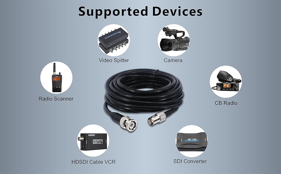 Boobrie Upgraded BNC Male to BNC Female Cable 10M RG58 BNC Extension Cable SuperFlex RG58 BNC Male to Female HD Video Cable Coax Jumper BNC Coax Cable for CCTV Broadcast Video SDI Lead Cable
