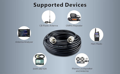 Boobrie UHF PL259 Male Cable 1.64Ft RG58 Upgraded CB Radio Coaxial Cable UHF Male to UHF Male PL-259 Low Loss CB Coax Jumper Cable for Antenna SWR Meter Ham Radio Broadcast Telecom CCTV