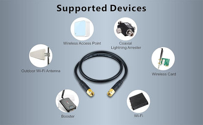 Boobrie Upgraded SMA Male Patch Lead Cable 0.5M RG58 Coxial Cable SMA Male to SMA Male Cable RG58 Pro SMA Male RF Coaxial Cable Low Loss SMA Male Connector for WIFI Antanna Wireless Router Devices