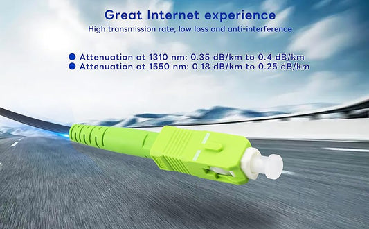 Boobrie SC/APC to SC/APC Singlemode Simplex Jumper Fiber Optic Cable 3M Indoor Drop Cable SC/APC Fiber Patch Cable Black Jacket for Optical Fiber Communication System Local Area Network FTTH Cables